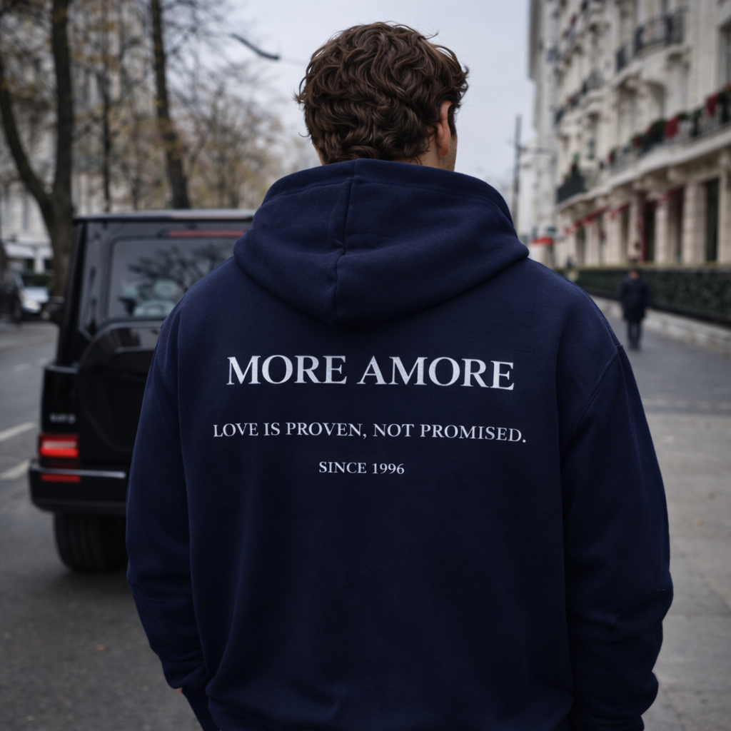Love is proven, not promised Black/Navy Hoodie