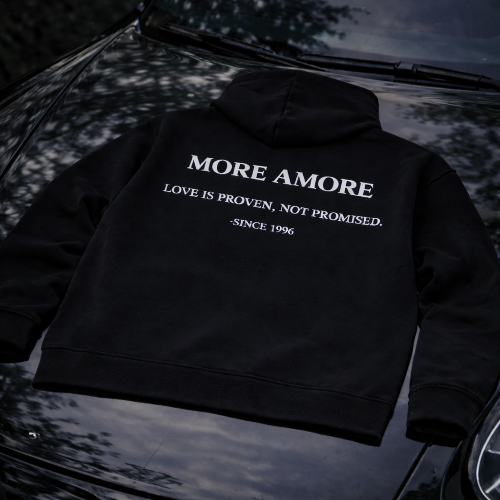 Love is proven, not promised Black/Navy Hoodie