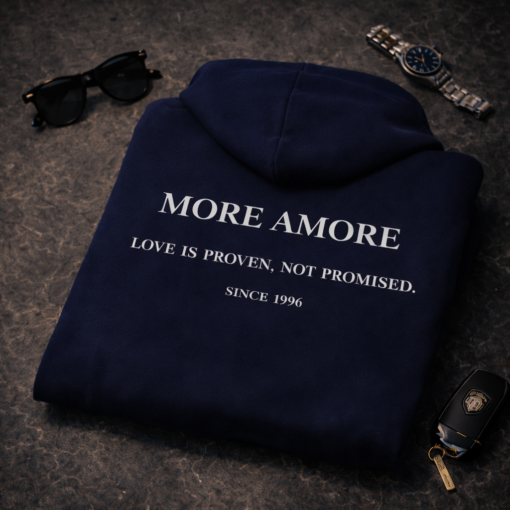Love is proven, not promised Black/Navy Hoodie